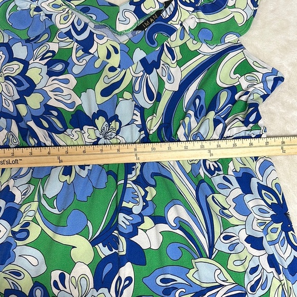 IMAN Blue and Green Flutter Sleeve Maxi Sun Dress - Picture 8 of 12